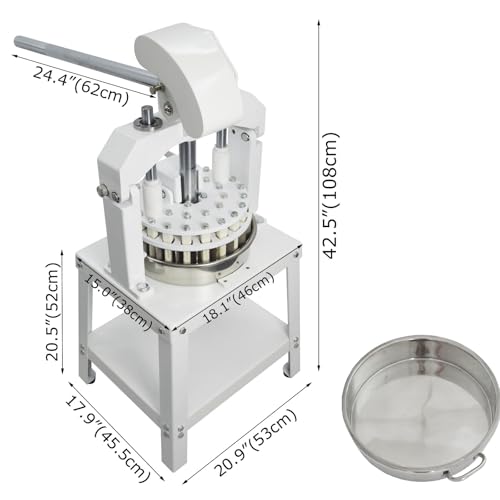 EQCOTWEA Manual Dough Divider Cutter Machine 48pcs Dough Dividing Cutting Machine Pastry Cutter Dough Lump Spacer Hand Press Pizza Dough Fillings Divider Stainless Steel Bakery Machine 22g-105g