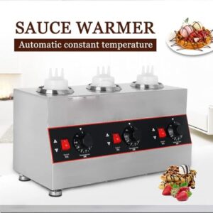 Commercial Electric Cheese Sauce Warmer, Countertop Food Sauce Warmer Multifunction Jam Heat Preservation Machine Jam Heating Pump for Hot Fudge Cheese Caramel(3 grids)