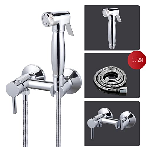 MINJING Bidet Sprayer Kit for Toilet Chrome Single Function Hand Held Sprayer Toilet Bidet Attachment Faucet Sprayer Kit for Toilet