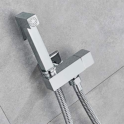 MINJING Bidet Sprayer Head Wall Mounted Bathroom Bidet Faucet Shower Faucet Toilet Bidet Muslim Brass Washer Tap-Black Bronze Bidet,Chrome Bidet Faucet