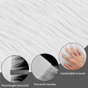 White Faux Fur Fabric 10x20inch Pre-Cut Craft Fake Fur Fabric for for Crafts,Costume,Camera Floor,Gnomes,Decoration Plush Fabric，Fur for Therian Mask for Christmas Halloween DIY(White)