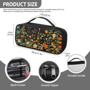 Rnyleeg Floral Stethoscop Case Fits for Most Stethoscop,Lightweight Stethoscop Carrying Case Storage Bag with Mesh Pocket for Nurse Accessories,Black