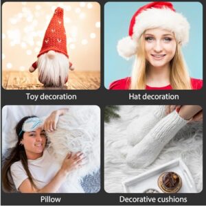 White Faux Fur Fabric 10x20inch Pre-Cut Craft Fake Fur Fabric for for Crafts,Costume,Camera Floor,Gnomes,Decoration Plush Fabric，Fur for Therian Mask for Christmas Halloween DIY(White)