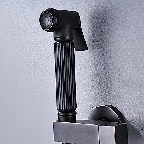 MINJING Bidet Sprayer Head Wall Mounted Bathroom Bidet Faucet Shower Faucet Toilet Bidet Muslim Brass Washer Tap-Black Bronze Bidet