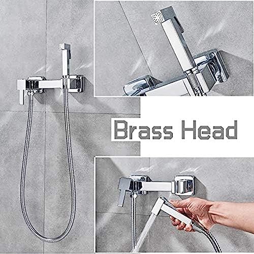 MINJING Bidet Faucet Bright Chrome Handheld Toilet Bidet Sprayer Set Self Cleaning Hand Bidet Faucet Bathroom Hand Sprayer Shower Head