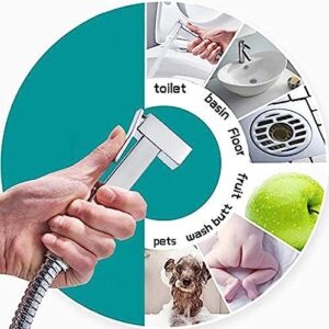 MINJING Bidet Faucet Bright Chrome Handheld Toilet Bidet Sprayer Set Self Cleaning Hand Bidet Faucet Bathroom Hand Sprayer Shower Head