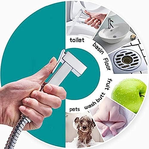 MINJING Bidet Faucet Bright Chrome Handheld Toilet Bidet Sprayer Set Self Cleaning Hand Bidet Faucet Bathroom Hand Sprayer Shower Head