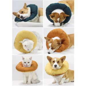 Mwsk Adjustable Inflatable Elizabethan Collar for Small Large Dog Cats Soft Cone for S for Head Wound