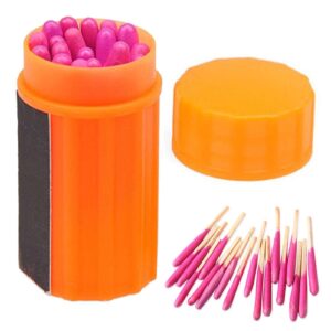 Windproof Waterproof Matches, 100 Pieces/Barrel Outdoor Stormproof Match Kit with Case, Portable Survival Matches, Emer-gency Fire Starter Matches Survival Tool for Outdoor Camping Hiking Fishing