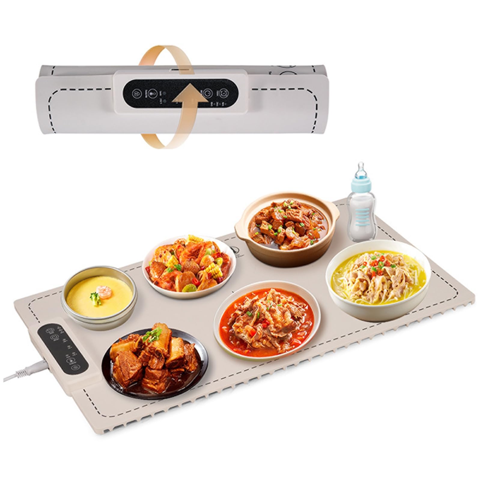 Electric Warming Trays for Food,Graphene Heating Film Food Warmers for Parties,Full Surface Heating Food Heating Mat with 3 Temperature Settings, Rollable & Portable, Auto Shut-Off,Daily Use