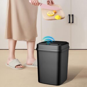 Huvqianu Touchless Trash Can, Automatic Sensor Trash Can, Electric Trash Can with Lid, Smart Wastebasket, Kitchen Trashcan, 13L Trash Bin, Touchless Garbage Bin, Sensor Garbage Can, Modern Trash Can