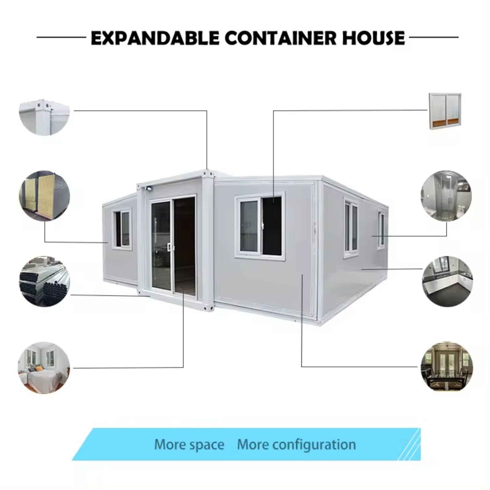 Tiny House Home Expandable Container House 40Ft with 4 Bedrooms Luxury Living Expandable Container House