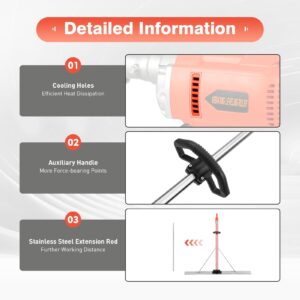 Power Screed Concrete Finishing Vibra Tool Electric Cement Surface Leveling Tamper Ruler with 59.3x3" Board Concrete Screed Vibratory Kit with 51.6" Rod Cordless Cement Finishing Vibrating Machine