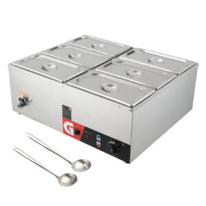 takywep 6 pans commercial food warmer - 6 x 6.3qt, 1200w electric steam table, professional countertop stainless steel buffet bain marie, 86-185°f temp control, ideal for catering and restaurants