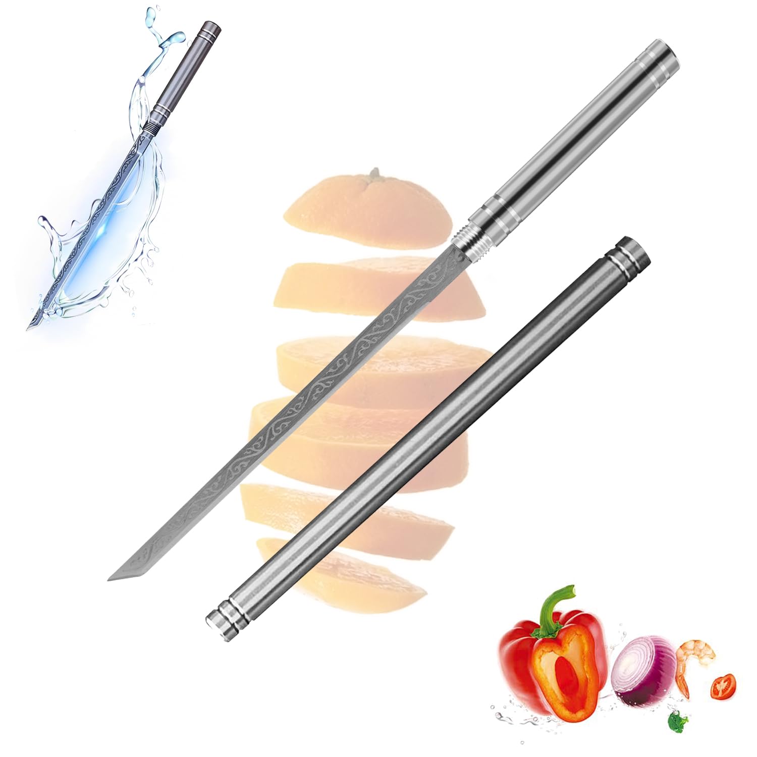 yetary Multipurpose Outdoor Portable Fruit Knife with Sheath, Portable Fruit Knife, All Steel Stick-Shaped Fruit Knife, Cuchillo Multiusos Para Fruta Portátil Para Exteriores Con Funda