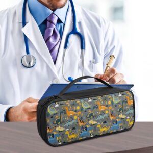 Rnyleeg Stethoscope Carrying Case Lightweight Stethoscope Case Cartoon Gray Dinosaur Print Stethoscope Holder Case for Nurse and Doctor