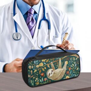 Rnyleeg Large Stethoscope Carrying Case Cute Cartoon Sloth Print Lightweight Storage Bag with Mesh Pocket Gift for Nurse Accessories