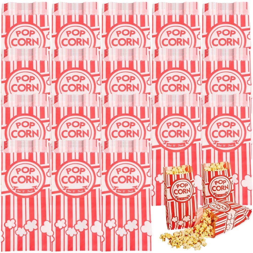 Luxylei Paper Popcorn Bags 100 Pack Popcorn Bags Bulk Popcorn Containers Movie Night Supplies Reusable Popcorn Bags for Party Events Gatherings