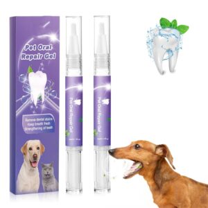 pet oral repair gel, pet oral repair gel for dogs, pet oral restoration white gel, pet oral restorative gel, pet breath freshener gel, for dogs & cats (2pcs)