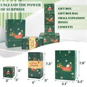 Surprise Gift Box Explosion for Money, Unique Folding Bouncing Surprise Gift Box Explosion, Christmas Cash Explosion Luxury Surprise Box Gift Box (Green Christmas)