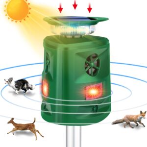 solar animal repeller,360° ultrasonic animal repellent outdoor,cat repellent outdoor with motion sensor & flashing light deer repellent,dog repellent for repelling cat squirrel deer raccoon rabbit dog