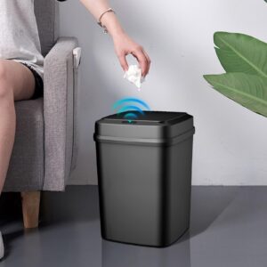 Huvqianu Touchless Trash Can, Automatic Sensor Trash Can, Electric Trash Can with Lid, Smart Wastebasket, Kitchen Trashcan, 13L Trash Bin, Touchless Garbage Bin, Sensor Garbage Can, Modern Trash Can