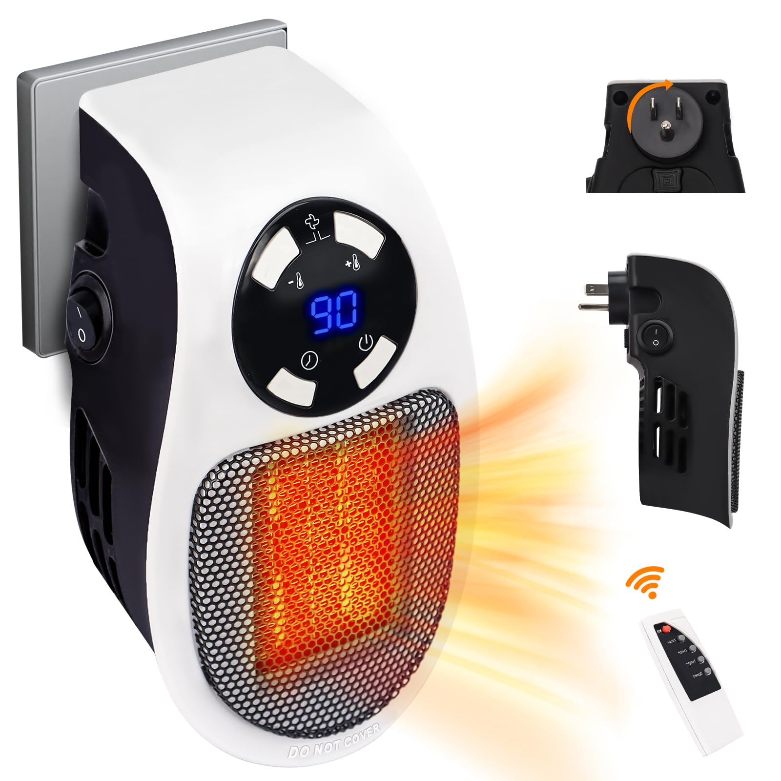 Plug in Heaters for Indoor Use - Upgraded 500W Space Heaters, Quiet Portable Heater with Thermal Protection, Small Electric Heater for Office with LED & Timer, Safe Mini Heater for Bedroom, Bathroom