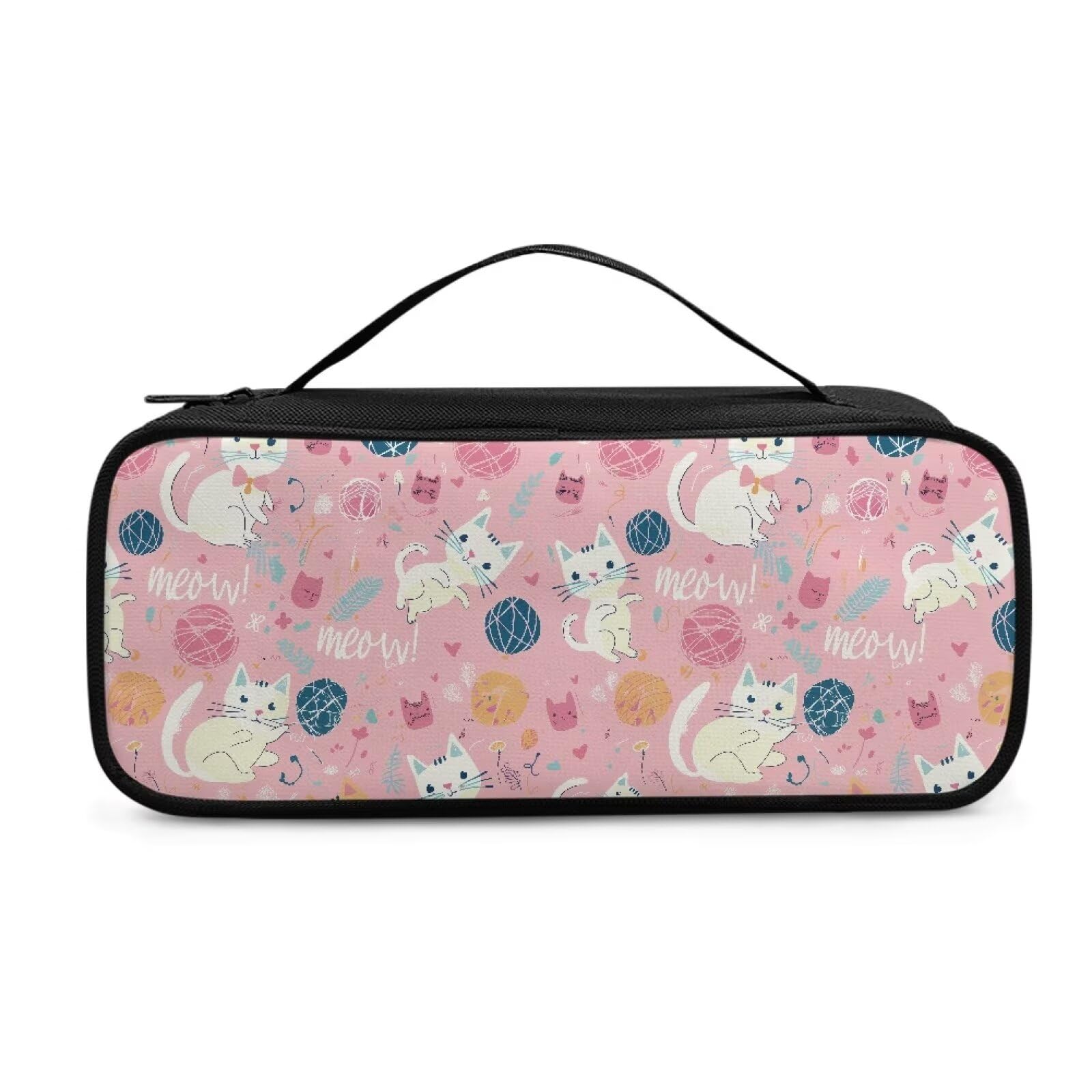 Rnyleeg Cute Stethoscope Case with Mesh Pocket,Cartoon Pink Cats Print Large Capacity Stethoscope Holder Cover for Nurse Accessories