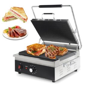 easyrose panini press sandwich maker 6 slice commercial sandwich press grill, electric panini maker with 15"x11" non-stick iron plate, 32-572°f temp control indoor grill for steak, 1800w (cpg-175)