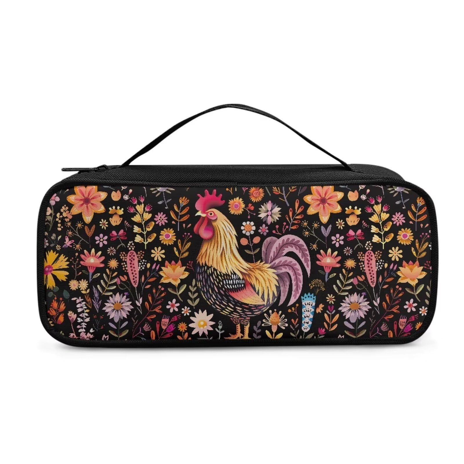 Rnyleeg Retro Floral Chicken Rooster Stethoscope Carrying Case Lightweight Stethoscope Case Large Storage Bag for Nurse Doctor