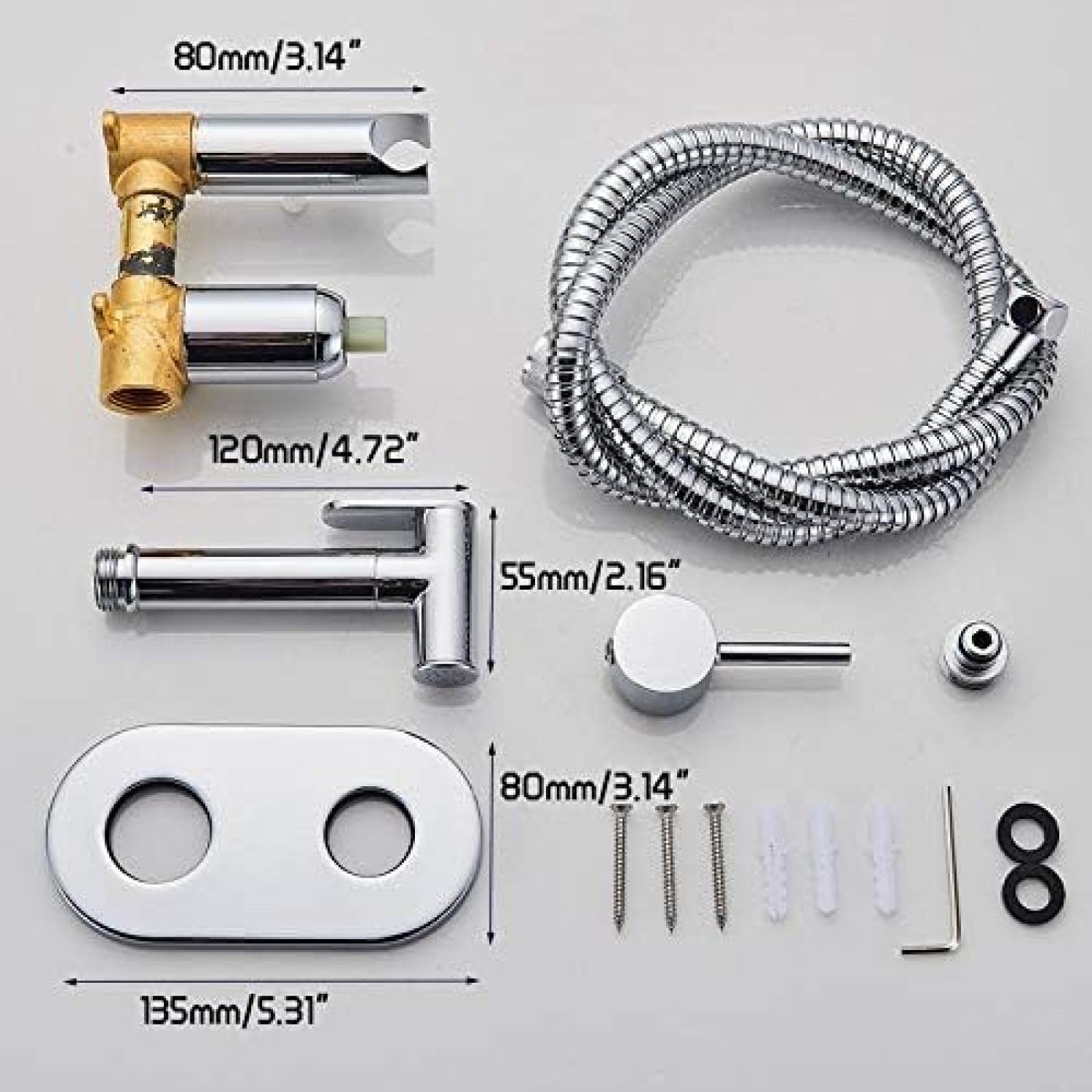 Handheld Bidet Toilet Sprayer Head Brass Chrome Portable Bidet Shower Set Wall Mounted Hot Cold Water Bidet Mixer Faucet