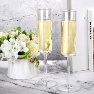 WYTAOHZL 24PCS Acrylic Champagne Flutes 6 OZ Champagne Flutes Plastic With Long Stem Clear Champagne Glasses Sparkling Wine Stemware for Birthday Wedding Anniversary