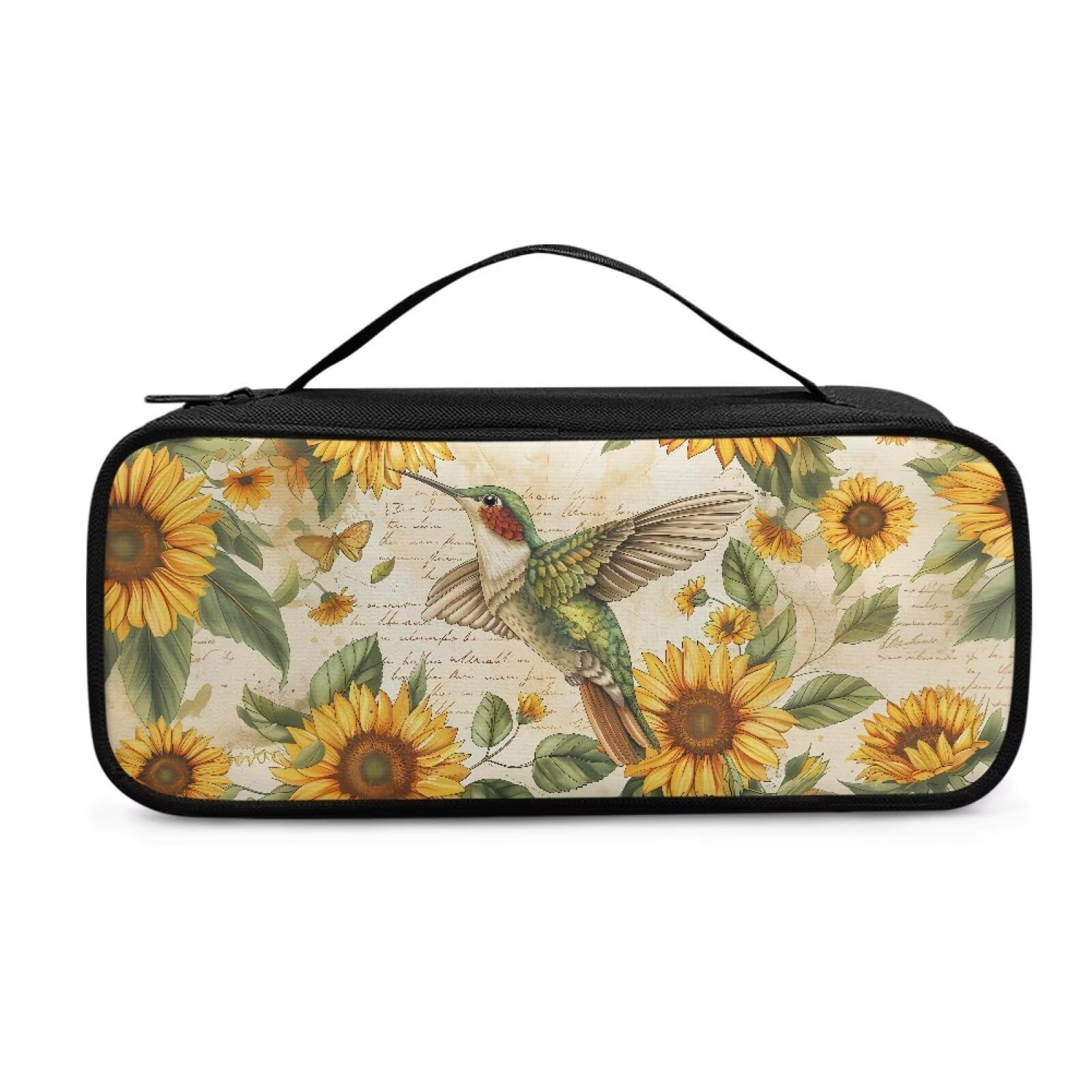 Rnyleeg Flower Hummingbird Print Stethoscope Case Large Stethoscope Carrying Case Portable Stethoscope Storage Bag with Mesh Pocket