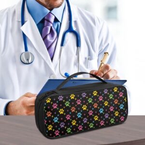 Rnyleeg Stethoscope Case Cute Cartoon Dog Paws Print Stethoscope Carrying Case Lightweight Stethoscope Storage Bag with Extra Room for Bandage Scissors and Penlights