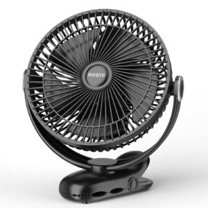 bivbtp 12000mah clip on fan rechargeable, 8 inch car fans with sturdy clamp & 4 speeds strong airflow,6-30hrs quiet personal fan for stroller golf cart office desk camping