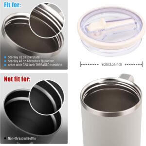 2 PCS 40 OZ Tumbler Flip Straw Lid Replacement Fit for Stanley Quencher Tumbler, New Spill Proof and Leak Resistant Tumbler Lids Compatible with Stanley Cup Accessories (White)