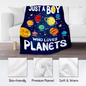 COOPASIA Planet Blanket, Planet Gifts for Boys Kids, Lightweight Flannel Throw Blanket for Planet Lovers, Boys Throw Blanket Planet Room Decor for Couch, Office (Blue, 40x50 Inch)