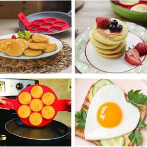 Flip N Cook Silicone Pancake Mold, Mini Pancake Maker, Perfect Omelet Mold or Pancake Ring, Reusable Silicone Omelet Mold (2 pcs+2 brush)