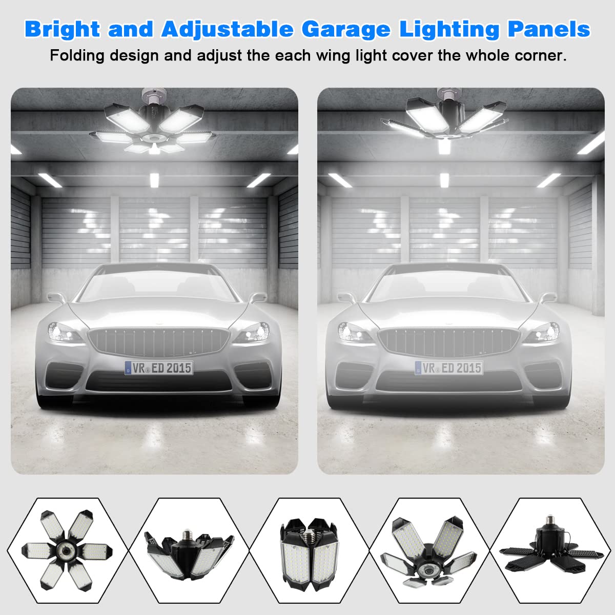 POLARPRA LED Garage Lights - 2 Pack Super Bright 32000LM LED Garage Ceiling Light 6500K LED Shop Light and Electric Power Washer - 3000 PSI 2.6 GPM Pressure Washers with Foam Cannon