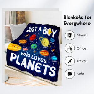 COOPASIA Planet Blanket, Planet Gifts for Boys Kids, Lightweight Flannel Throw Blanket for Planet Lovers, Boys Throw Blanket Planet Room Decor for Couch, Office (Blue, 40x50 Inch)