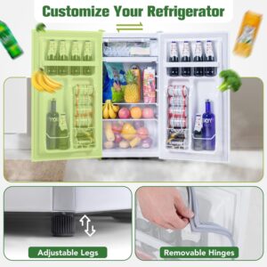 Small Refrigerator with Freezer, 𝟯.𝟮 Cu.Ft, Mini Fridge with Freezer, 7 Settings Temperature Adjustable, Single Door, Compact Refrigerator for Bedroom, Office, Dorm, White