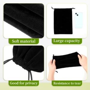 Adult Toy Storage Bags, 6 Pcs Black Velvet Drawstring Pouch Adjustable Toy Organizer Bags Foldable Ditty Bag for Women Men Toy Cosmetic Underwear Sunglasses Travel Camping (7×9.8 Inch, 4×7.9 Inch)