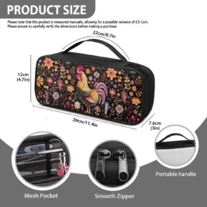 Rnyleeg Retro Floral Chicken Rooster Stethoscope Carrying Case Lightweight Stethoscope Case Large Storage Bag for Nurse Doctor