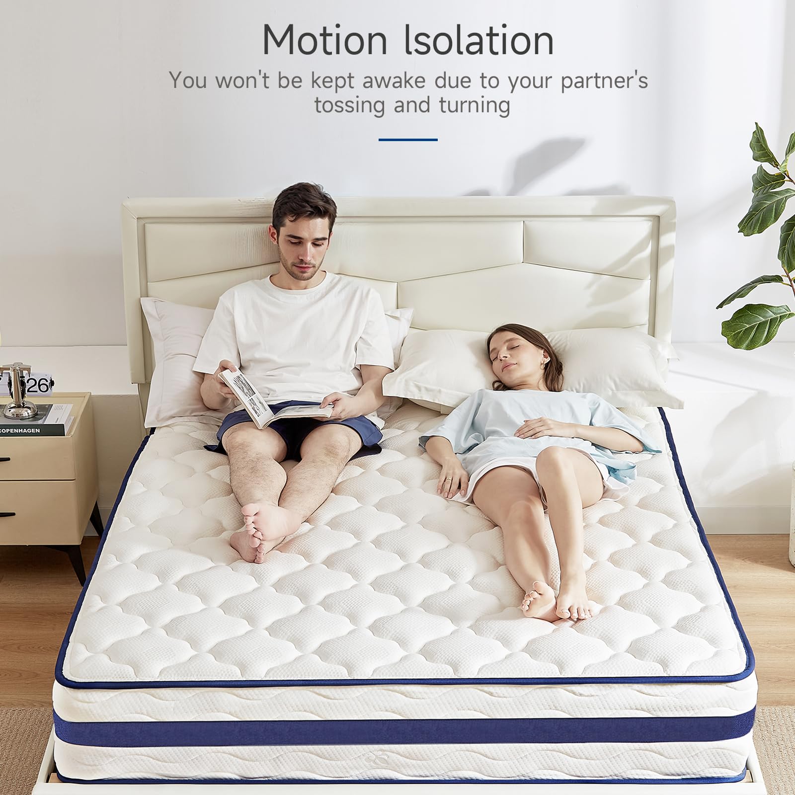 ONBRILL Twin Mattress,Motion Isolation,10 Inch Gel Memory Foam Hybrid Mattress in a Box,Individually Pocket Innerspring,Back Pain Relief,Breathable,Pressure Relief Non-Fiberglass Mattress