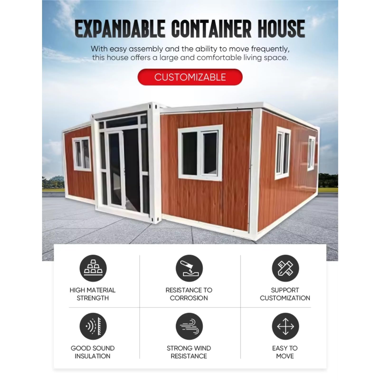 Other Prefab Houses 2 Bed 1 Bath Home 30FT Expandable Folding Mobile Tiny House Prefabricated with Container House