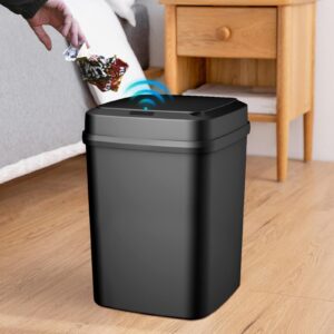 Huvqianu Touchless Trash Can, Automatic Sensor Trash Can, Electric Trash Can with Lid, Smart Wastebasket, Kitchen Trashcan, 13L Trash Bin, Touchless Garbage Bin, Sensor Garbage Can, Modern Trash Can