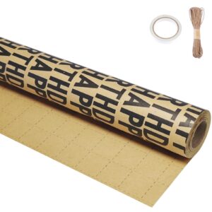 win change birthday wrapping paper rolls, gift happy birthday wrapping paper kraft gift birthday design for boys men women girls birthday 17 inch x 33 ft(black,46.8 sq.ft.ttl)