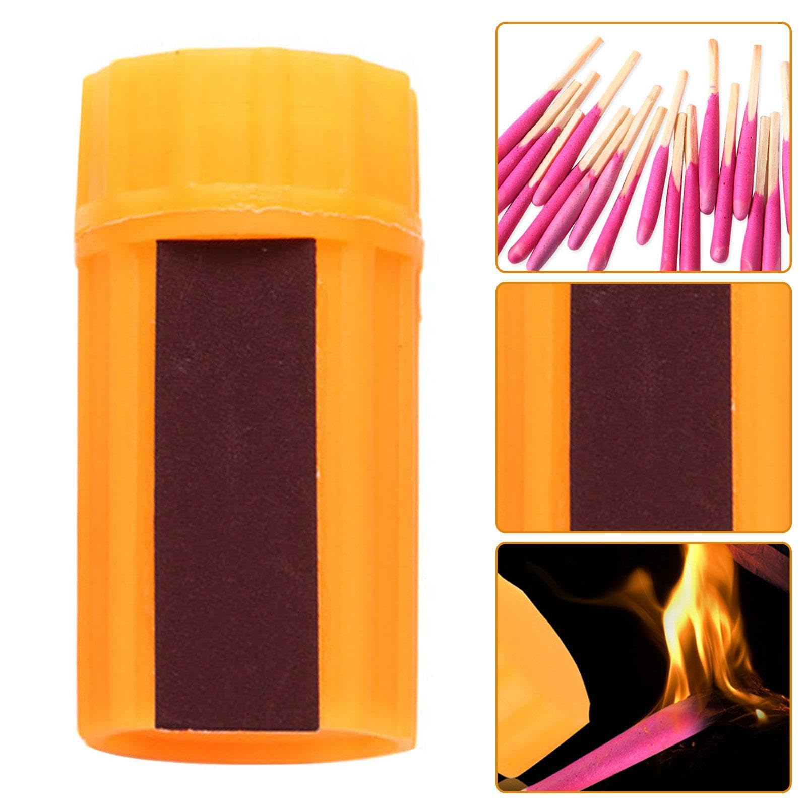 Windproof Waterproof Matches, 100 Pieces/Barrel Outdoor Stormproof Match Kit with Case, Portable Survival Matches, Emer-gency Fire Starter Matches Survival Tool for Outdoor Camping Hiking Fishing