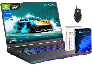 asus rog strix g16 gaming laptop 2024, 16" 240hz qhd+, intel 14th gen core i9-14900hx (up to 5.8ghz), geforce rtx 4060, 32gb ddr5, 1tb ssd, backlit kb, wi-fi 6e, win11 pro & ms office lifetime license