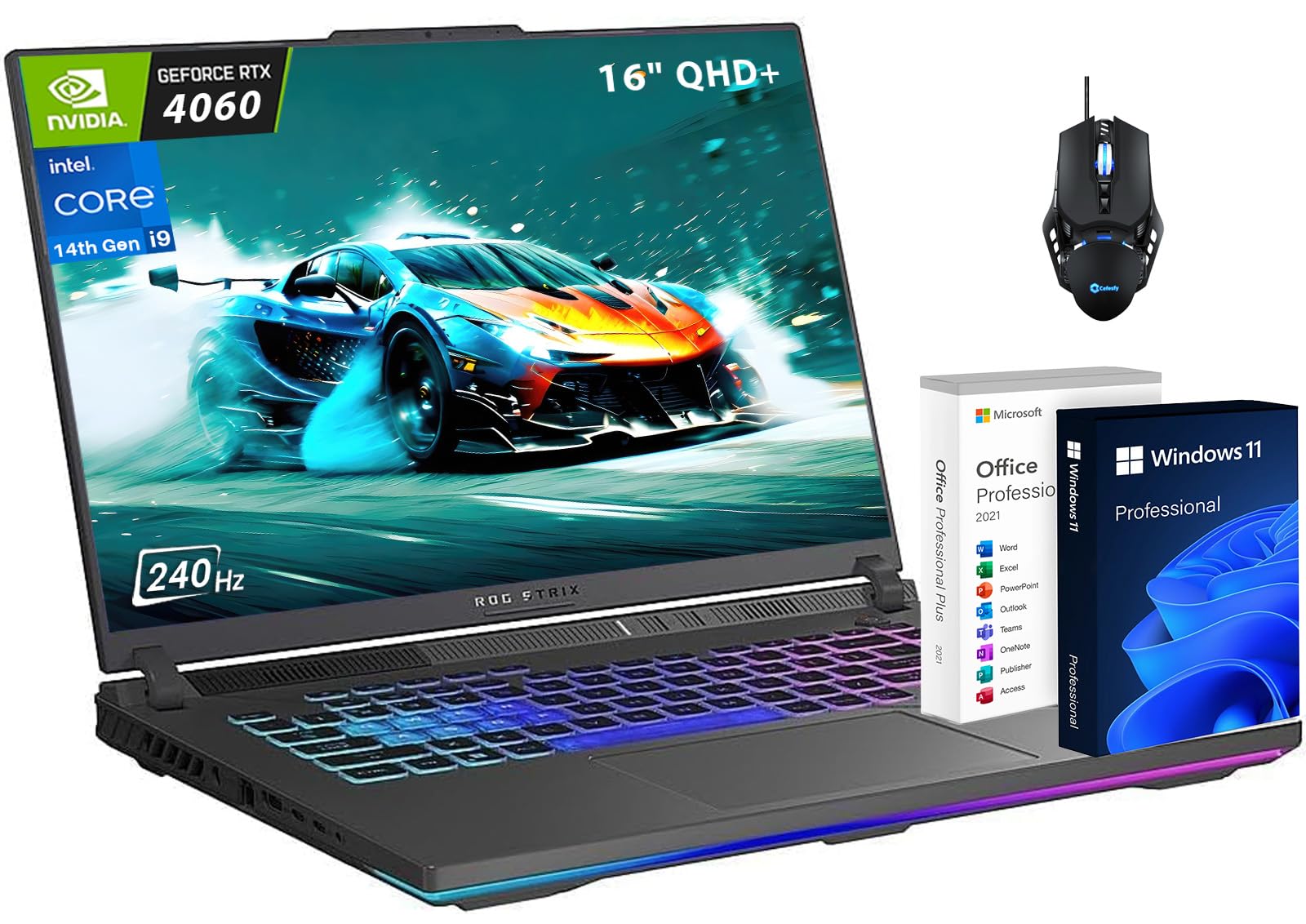 ASUS ROG Strix G16 Gaming Laptop 2024, 16" 240Hz QHD+, Intel 14th Gen Core i9-14900HX (Up to 5.8GHz), GeForce RTX 4060, 32GB DDR5, 1TB SSD, Backlit KB, Wi-Fi 6E, Win11 Pro & MS Office Lifetime License